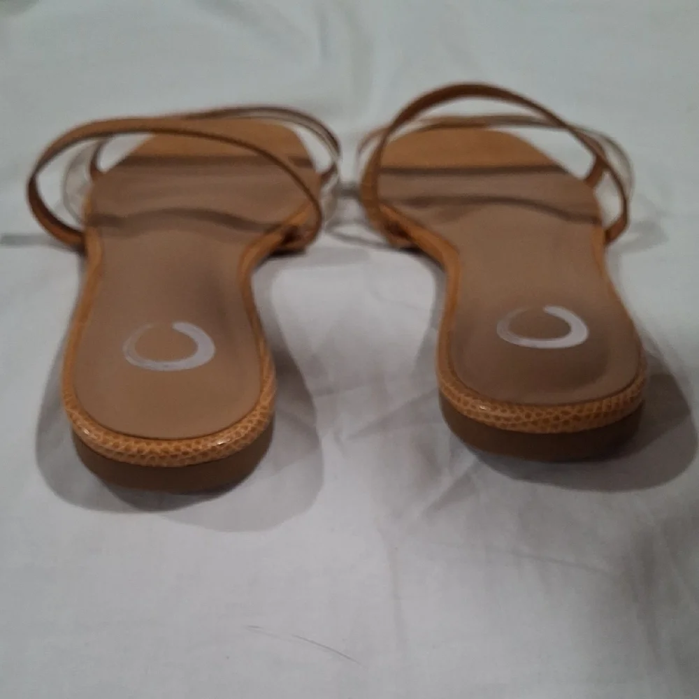 Journee Collection Tan Sandals with Clear Straps Size 8